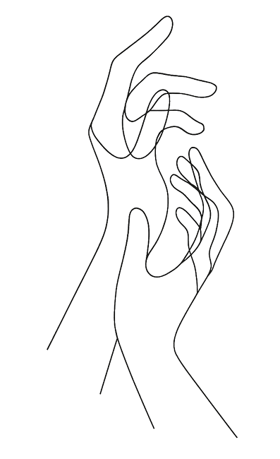 Line drawing of two raised hands