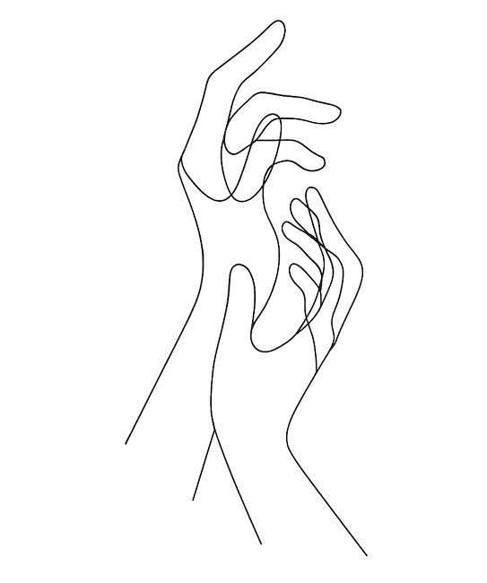 Line drawing of two open hands