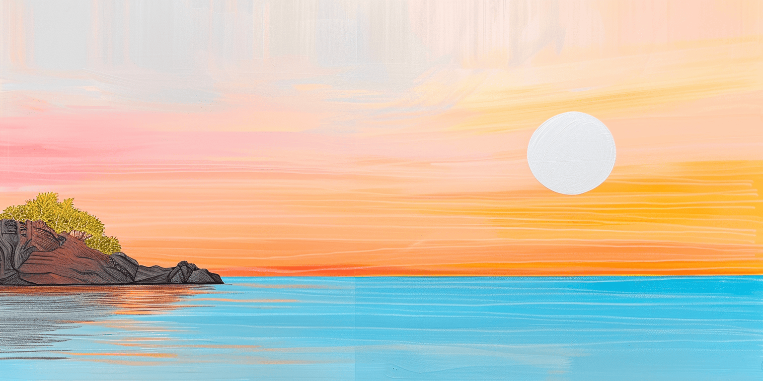Drawing of a calm seaside landscape